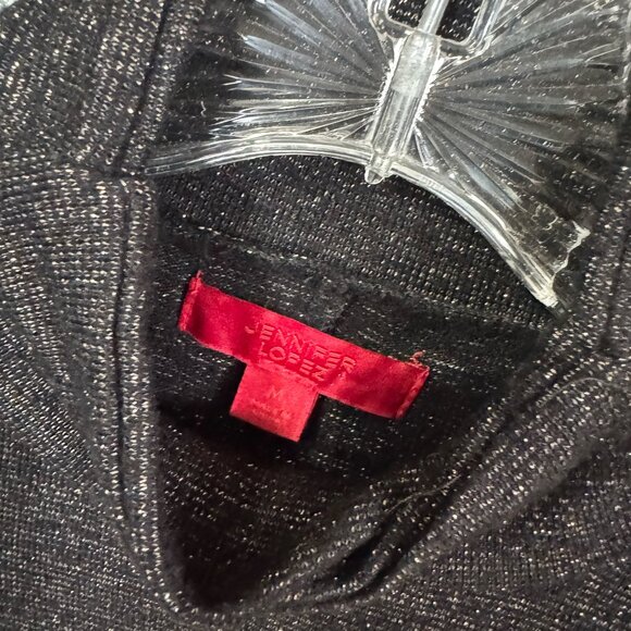 Jennifer Lopez Black Gold Metallic Twisted Knot Top Size M - Picture 3 of 10